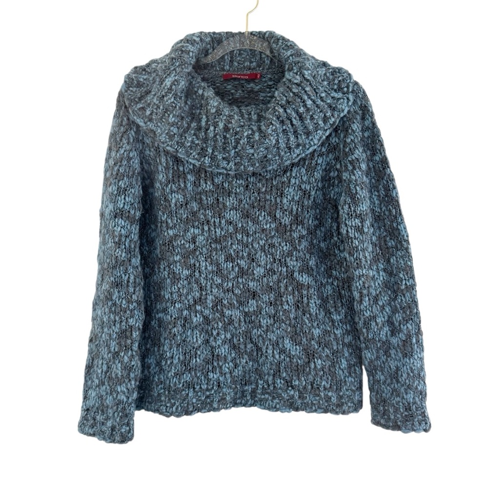 Anthropologie Bianca Sweater Chunky Turtleneck Heathered Blue 42 M Cozy Winter